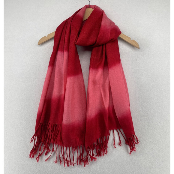 Unbranded Accessories - Scarf Womens Ombre Tie Dyed Striped Shawl Wrap Rectangle Fringed Red 28" x 68"